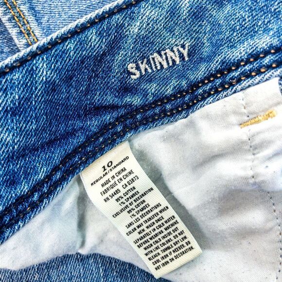 AEO Skinny Stretch Blue Jeans Studded Distressed Sz 10 - Picture 5 of 11